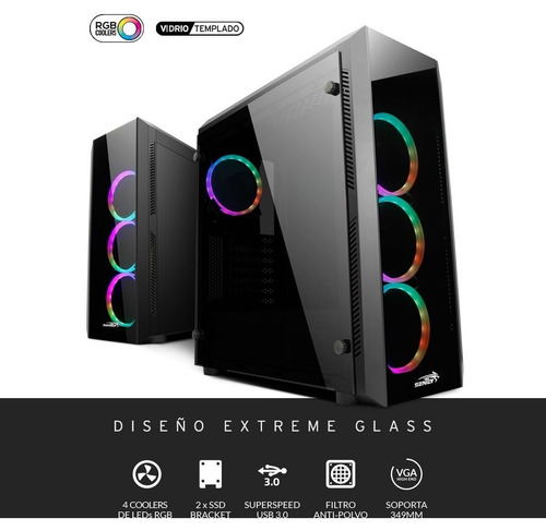 Gabinete Pc Gamer Sentey Z20 4 X Fan Rgb Vidrio Templado