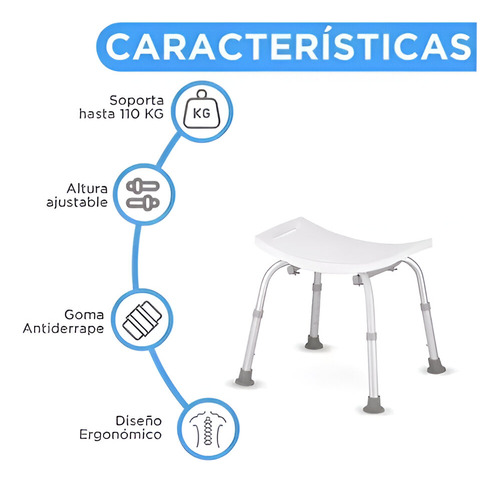Silla De Ducha Tikun S20 Altura Ajustable Color Blanco