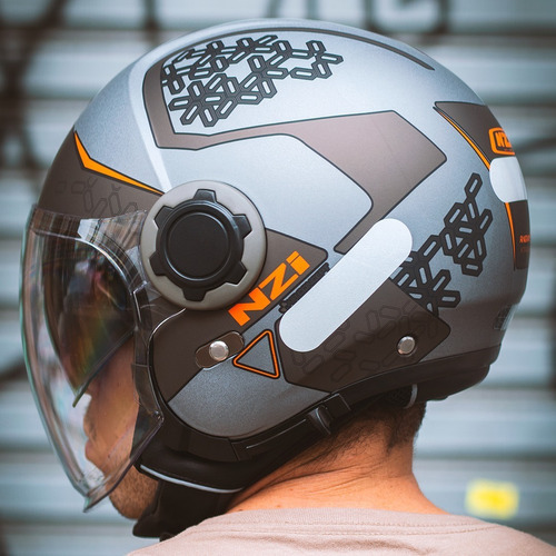 Capacete Moto Nzi Ringway Duo Xtrainer Cinza/laranja Fosco Tamanho do capacete 59/60 (L)
