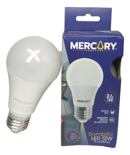 Mercury bombillo led 12w luz blanca rosca E27 ahorrador color luz blanco