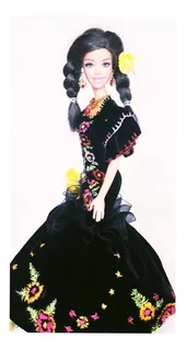 Catrina Muñeca Vestido Compatible Con Barbies Bordado A Mano