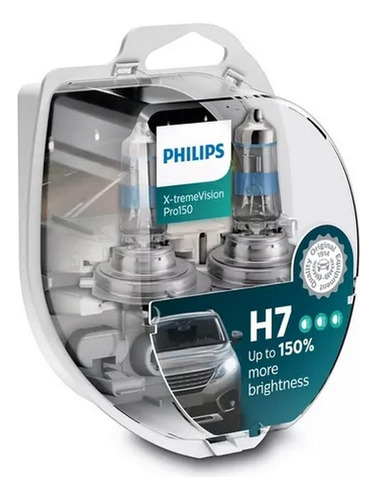 Kit X2 Lampara Philips H7 Xtreme Vision 130% Mas Luz Blancas