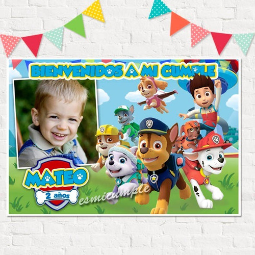 Cartel Cumple Paw Patrol Patrulla: Cartel + Afiche De Firmas