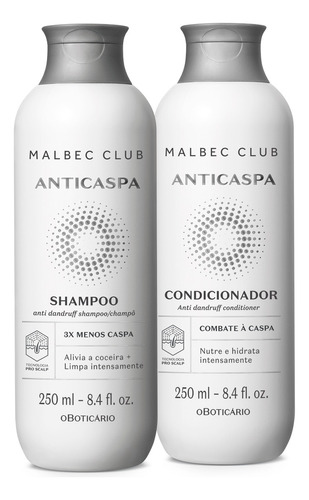  Kit Anticaspa Malbec: Shampoo 250ml + Condicionador 250ml