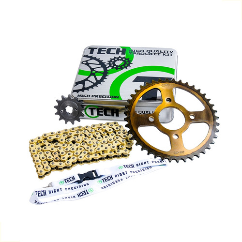 Kit De Arrastre Sprockets Hero Hunk 160r Reforzada Dorada