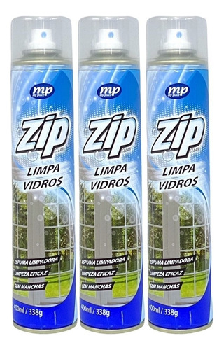 Limpa Vidros Zip Spray Espuma Eficaz Sem Manchas 400ml