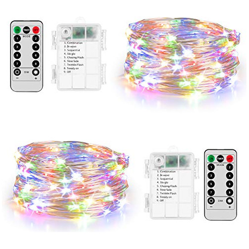 2 Pack 20ft 60 Led Fairy Lights With Remote Timer Water...