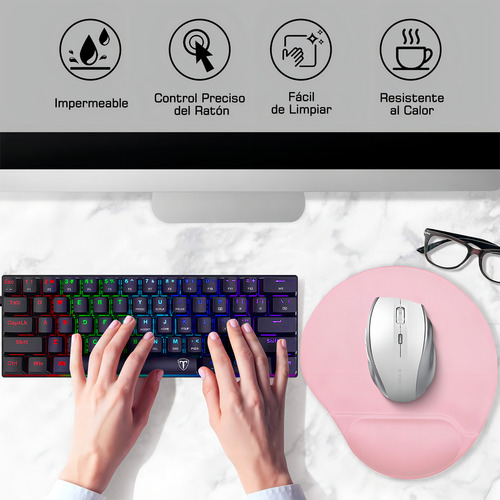 Mouse Pad Mouse Pad Ergonomico Rosa Con Soporte Muñeca De