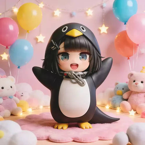Figura Anime De Pingüino Kawaii – Niña Disfrazada De Pingüino, Adorno De PVC Para Escritorio, Regalo Para Coleccionistas