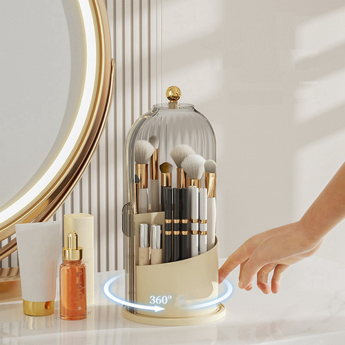Organizador De Maquillaje I4 Con Tapa, Giratorio 360, Transp