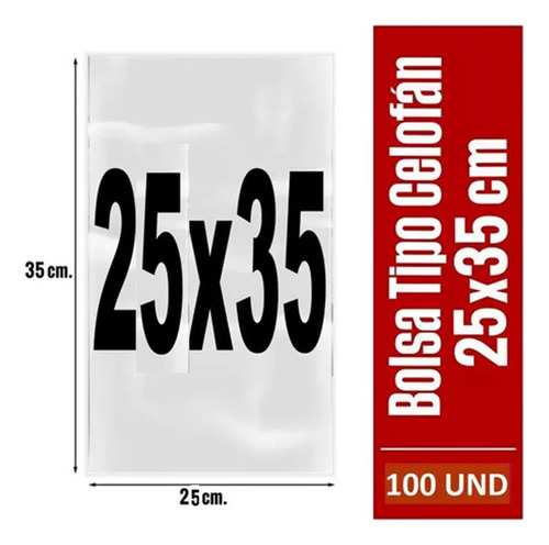 Bolsa Plastica 25 X 35 Cm Transparente Celofan - 100 Uni