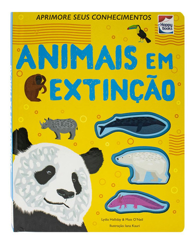 Livro Aprimore Seus Conhecimentos Animais em Extinção de Gemini Books 2025 em Português 1º Edição Capa Dura Editora Happy Books