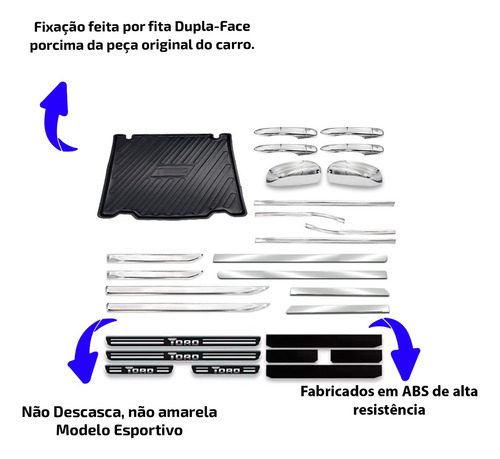 Toro Kit Completo Cromados + Tapete Porta Malas 16 A 22