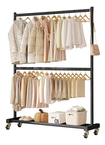 Cabide Organizador De Armário Com Cabideiro Duplo Ferro Pret Preto