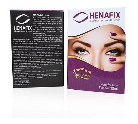 Rena Hena Henna Henafix Tintura Natural Preta Sobrancelhas