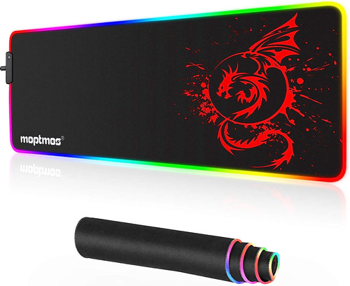 Alfombrilla De Ratón Rgb Gaming Anime Dragon Mat Led Con 1..