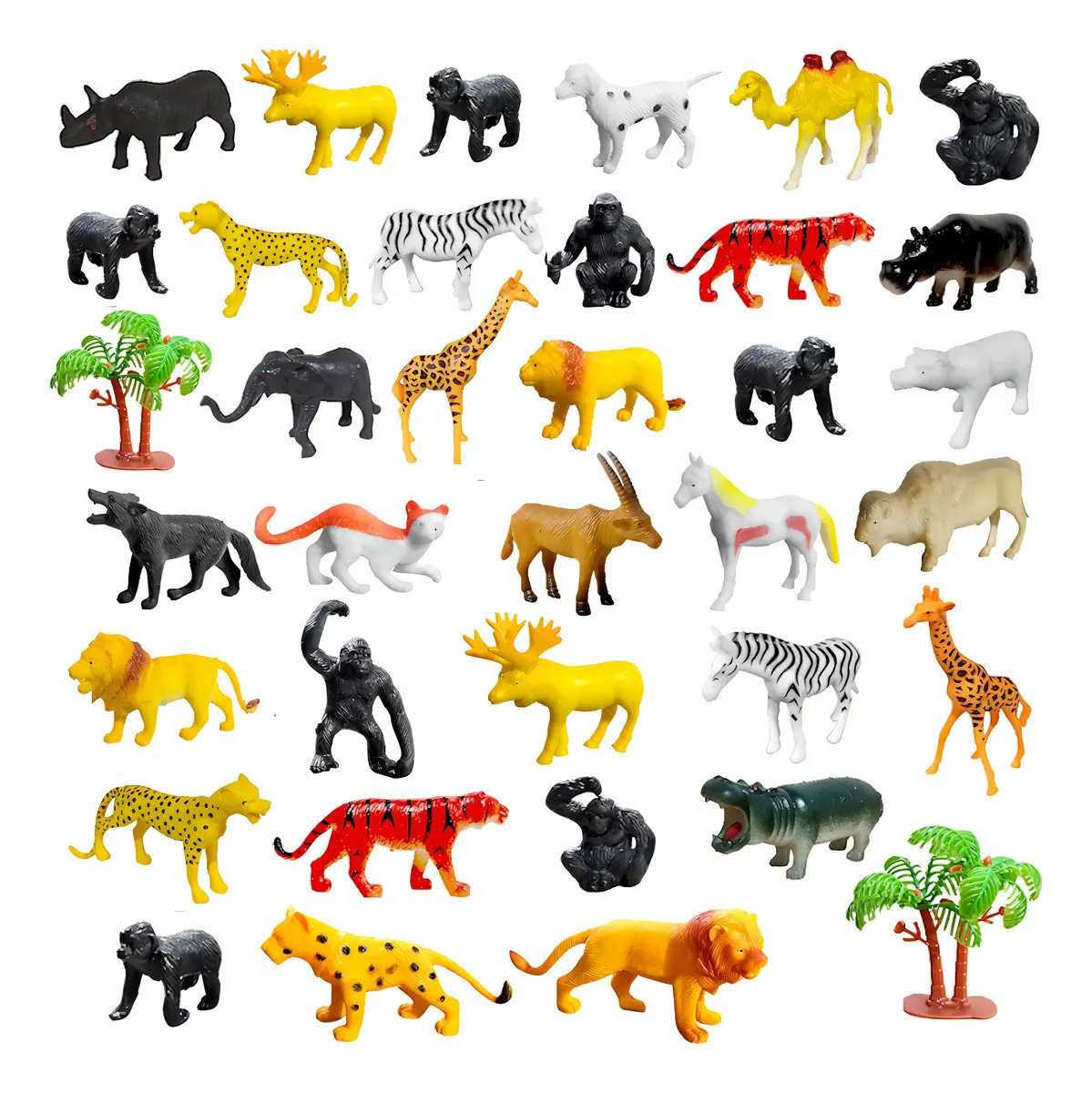 Kit Bichos Realistas De Plástico Rígido Premium 36 Animais