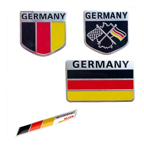 Emblema Sticker Adhesivo Aluminio Alemania Auto Moto