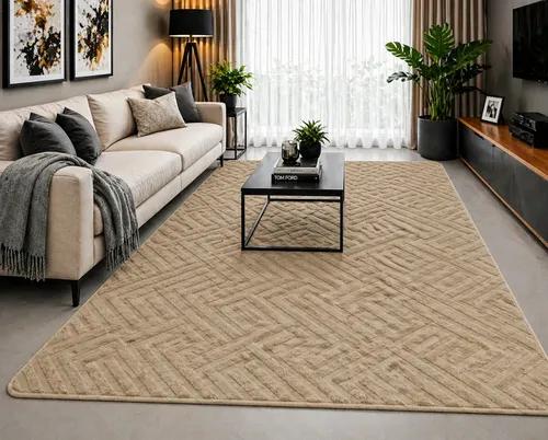 Tapete Tokio 2.00x1.40m Macio Antiderrapante Cor Palha Claro 2 M 1.4 M Cáqui