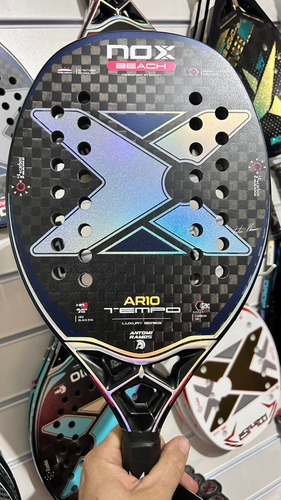 Raquete Beach Tennis Nox Ar10 Tempo Carbono 12k Cor Azul/preta/holográfica