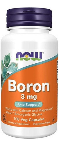 Boron Boro 3mg Now Foods - 100 Veg Cápsulas 