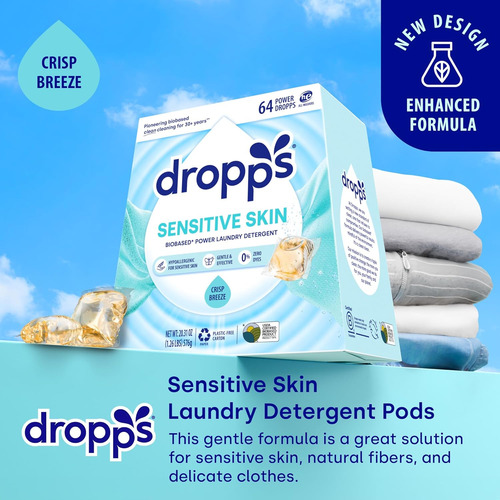 Dropps Cápsulas Para Piel Sensible 64 Tabletas, Crisp Breeze