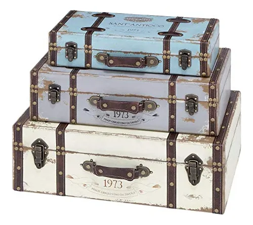 Cofre Anidante De Madera Con Detalles Vintage, Juego De 3