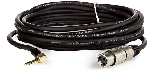 Cabo Profissional Xlr Fêmea P2 90 Graus Estereo - 40 Metros