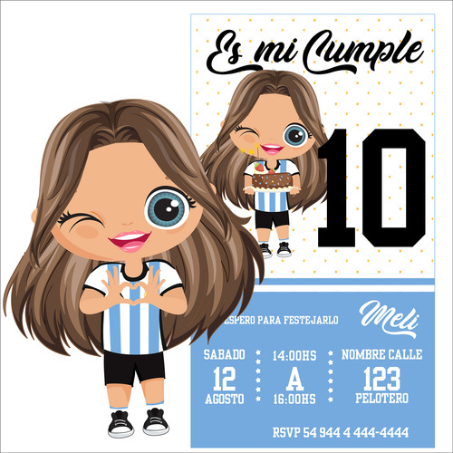 Kit Imprimible Argentina Nena Editable Incluye Invitación