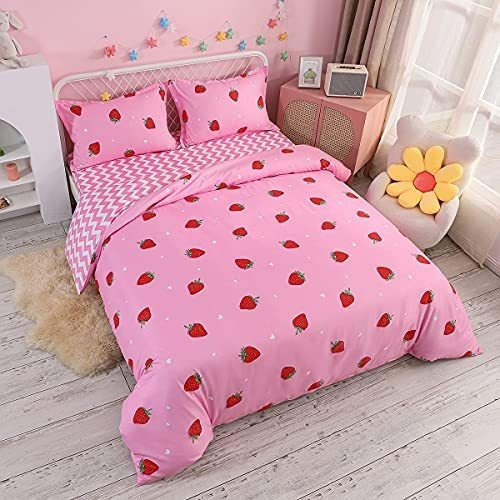 Fundas Para Edredones - Feelyou Cute Strawberry Bedding Set 