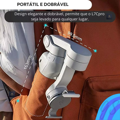 Estabilizador Gimbal Para Celular Câmera Com Fotos Profissionais Gollden Store Dobrável Luz Led Portátil Recarregável Mini Tripé Gs Cinza