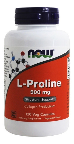 L-proline 500 Now 120 Capsulas - Producción De Colágeno