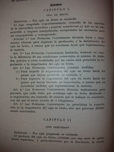 Disposicion Importacion Venta Uso Opio Coca Y Derivados 1922 (Usado)