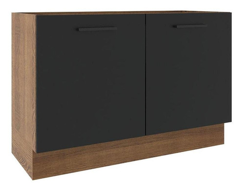 Balcão De Pia Madesa Agata 2 Portas - Rustic/preto