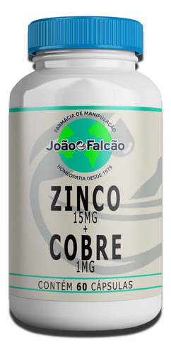 Zinco Quelato 15mg  + Cobre Quelato 1mg - 60 Cápsulas