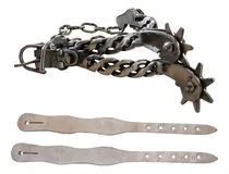 Comprar Espora Torcida Chata Inox Montaria Doma Luxo + Correia Couro
