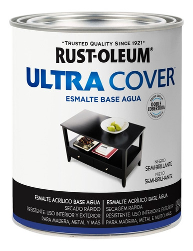 Esmalte Al Agua Ultra Cover Brochable 0,946 Litro Rust Oleum Color Negro Semi Brillante