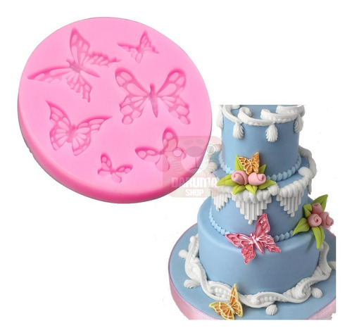 Imagen 3 de 8 de Molde Silicona 6 Mariposas Varios Tamaños Fondant Porcelana
