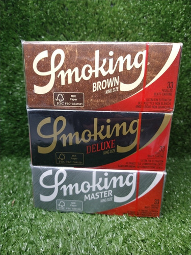 Papéis Para Cigarros Smoking King Size Brown Delux Prata Em Kit De 3 X 1 U