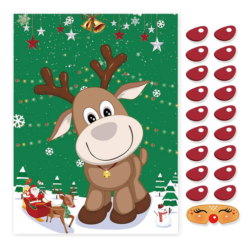 Ccinee Pin The Nose On The Reindeer Holiday Juego Reutilizab