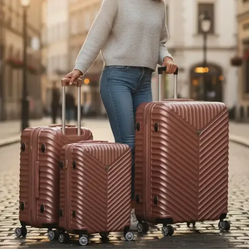 Kit Jogo De Malas P/ Viagens Abs 3 Peças Rodas 360 °