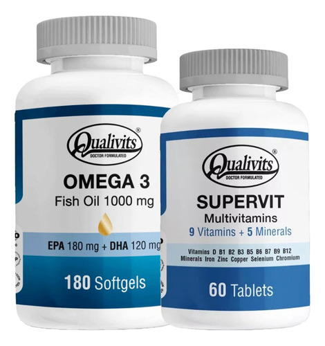 Omega 3 180 Softgels + Multivitamínico Supervit Qualivits