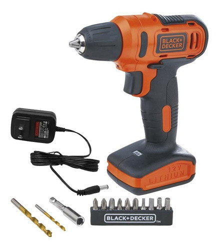 Imagen 5 de 7 de Taladro atornillador inalámbrico de 10mm Black+Decker LD12S 12V + accesorios 110V/220V