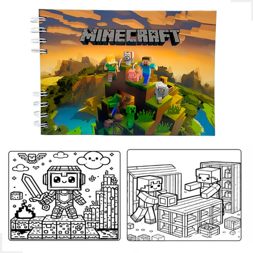 Caderno De Colorir E Desenhar Minecraft, 50 Folhas Com Biomas, Animais E Ferramentas Do Jogo, Perfeito Para Usar A Imaginação E Criar Novas Aventuras