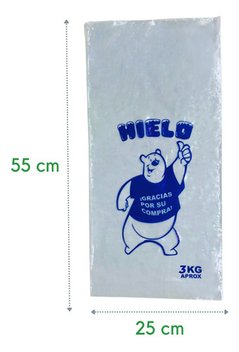 Imagen 3 de 3 de 1 Kilo Bolsa De Hielo Impresa Para 3 Kg Azul