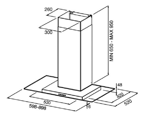 Imagen 2 de 2 de Spar Vetro Extractor/Purificador - 520 mm - 598 mm - 48 mm - Plateado - 220V - De pared