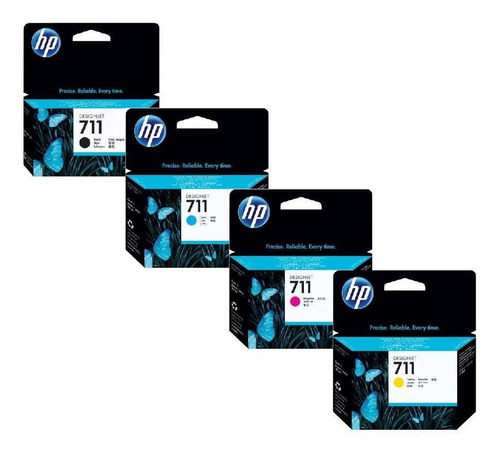 Imagen 5 de 6 de Kit 4 Cartuchos Tinta Hp 711 Negro Y Color Para Plotter T120