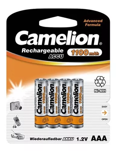 Cargador Camelion + 4 Pilas AAA De 1100mah Recargable GENERICO