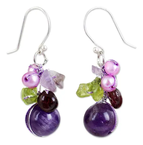 comprar Novica Pendientes Artesanales Hechos A Mano Con Granate Y Am