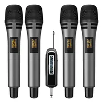 Comprar Micrófonos Inalámbricos Tonor Uhf, 4 Canales, Receptor Recar